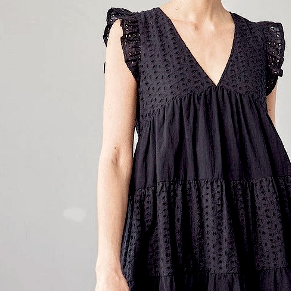 Mustard Seed Sweet Caroline Black Eyelet Romper